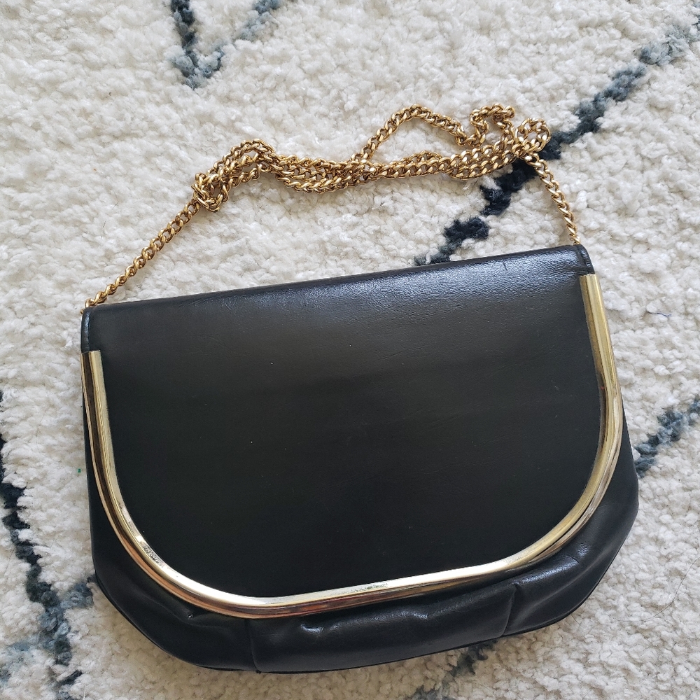 Unbranded Vintage Black Gold Chain Shoulder Bag